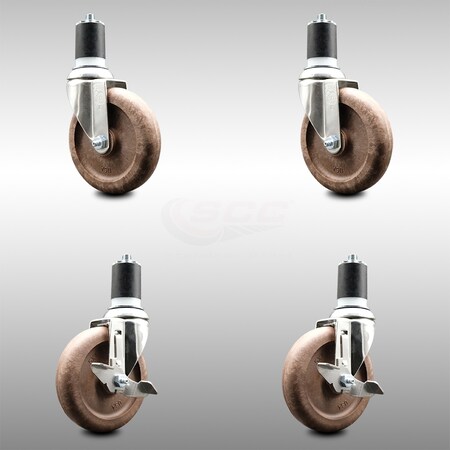 Service Caster 5 Inch 316SS High Temp Glass Filled Nylon 1-3/4 Inch Stem Caster Brake SCC, 2PK SCC-SS316EX20S514-GFNSHT-2-TLB-2-134